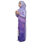 Çocuk Namaz Takımı Pratik Tek Parça Desenli Kollu Tak Çıkar Başörtülü Likralı Tesettür Elbise (6-12 Yaş) 925-0201