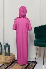 Çocuk Namaz Takımı Pratik Tek Parça Desenli Kollu Tak Çıkar Başörtülü Likralı Tesettür Elbise (6-12 Yaş) 925-0201 - Seçenekler: Yıl;6, Yıl;8, Yıl;10, Yıl;12