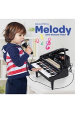Çocuk Tuşlu Piano Org Siyah, Müzik Enstrümanları, 3+ Yaş, Mikrofon ile