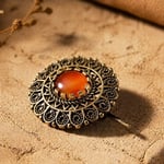 Coho Objet Coho Tılsım Akik Taşlı El Işleme Bakır Broş