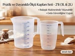 Çok Amaçlı 2li Dereceli Ölçü Kabı Seti 1000ml- 2000ml Un, Şeker Sıvı ve Katı Ölçekli Hazne Ergonomik Maşrapa