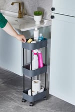 Çok Amaçlı 3 Katlı Evye Altı Düzenleyici-Dolap Içi Tezgah Altı Tekerlekli Organizer, Gri