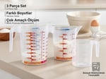 Çok Amaçlı 3lü Dereceli Ölçü Kabı Seti 400ml- 500ml- 1000ml Un, Şeker Sıvı ve Katı Ölçekli Hazne Ergonomik Maşrapa