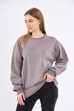 COMEOR Sweatshirt Kadın Rahat Büyük Beden Pamuklu Kazak, Uzun Kollu Tişört, Kapüşonsuz, Standart Kesim
