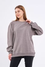 COMEOR Sweatshirt Kadın Rahat Büyük Beden Pamuklu Kazak, Uzun Kollu Tişört, Kapüşonsuz, Standart Kesim