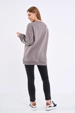 COMEOR Sweatshirt Kadın Rahat Büyük Beden Pamuklu Kazak, Uzun Kollu Tişört, Kapüşonsuz, Standart Kesim
