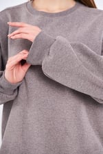 COMEOR Sweatshirt Kadın Rahat Büyük Beden Pamuklu Kazak, Uzun Kollu Tişört, Kapüşonsuz, Standart Kesim