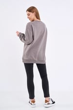 COMEOR Sweatshirt Kadın Rahat Büyük Beden Pamuklu Kazak, Uzun Kollu Tişört, Kapüşonsuz, Standart Kesim