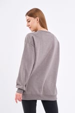 COMEOR Sweatshirt Kadın Rahat Büyük Beden Pamuklu Kazak, Uzun Kollu Tişört, Kapüşonsuz, Standart Kesim