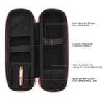 Comfyable Apple Pencil için Kalem Tutucu Kalem Kutusu, Kalem Aksesuarları Elastik Kayış Kol Koruyucu Taşıma Çantası USB Kablosu AirPods File Cepli AirPods, Mor Glitter