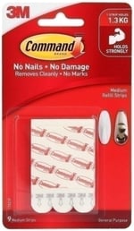 Command 3M orta montaj şeritleri 70 mm x 16 mm 9 yapışkan bant