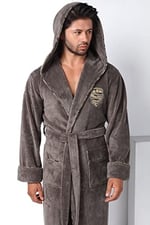 Commander Nakışlı Bambu Cotton Erkek Bornozu Haki 3XL