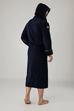 Commander Nakışlı Bambu Cotton Erkek Bornozu LACİVERT L/XL