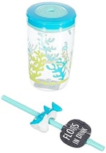 Contigo Yüzen Köpek Balığı Pipetli Tritan Bardak 470 ml, Mavi