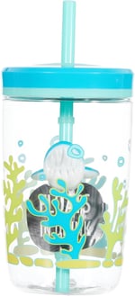 Contigo Yüzen Köpek Balığı Pipetli Tritan Bardak 470 ml, Mavi