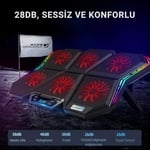 Coofbe Led Işıklı Ayarlanabilir 7 Kademeli Stand 6 Fanlı Göstergeli Notebook Laptop Soğutucu Turbo Fan