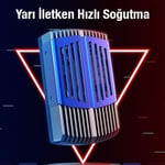 Coofbe RGB Işıklı Super Soğutucu Yarı İletken Telefon Soğutucu Telefon Radyatör Telefon Soğutma Fanı Mavi