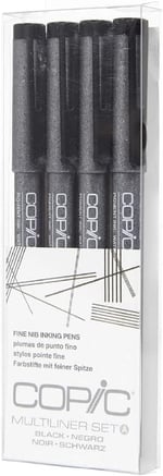 Copic İşaretleyiciler Çok Katmanlı İnce Pigment Esaslı Mürekkep, 4 Parça Set