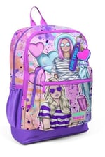 Coral High Dört Bölmeli Pembe Mor Fashion Girl Desenli İlkokul Sırt Çantası - Kız Çocuk