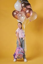Coral High Dört Bölmeli Pembe Mor Fashion Girl Desenli İlkokul Sırt Çantası - Kız Çocuk