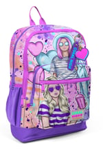 Coral High Dört Bölmeli Pembe Mor Fashion Girl Desenli İlkokul Sırt Çantası - Kız Çocuk