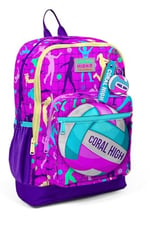 Coral High Dört Bölmeli Pembe Mor Voleybol Desenli İlkokul Sırt Çantası - Kız Çocuk