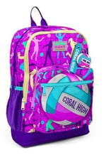 Coral High Dört Bölmeli Pembe Mor Voleybol Desenli İlkokul Sırt Çantası - Kız Çocuk