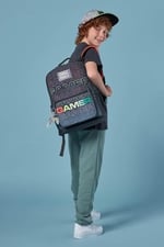 Coral High Dört Bölmeli Siyah Gri Gamer Ortaokul Çantası Erkek Çocuk Sırt Çantası