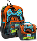 Coral High Erkek Çocuk İlkokul Okul Sırt Çantası ve Beslenme Çanta Seti - Turuncu Gamers