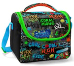 Coral High Erkek Çocuk Siyah Yeşil Grafiti İlkokul Okul Beslenme Çantası - Yalıtımlı