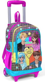 Coral High Işıklı Tekerlekli Anime Çekçek Okul ve Seyahat Çantası Kız Çocuk Gri