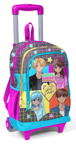 Coral High Işıklı Tekerlekli Anime Çekçek Okul ve Seyahat Çantası Kız Çocuk Gri