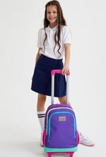 Coral High Işıklı Tekerlekli Çekçek Okul ve Seyahat Çantası Kız Çocuk Mor