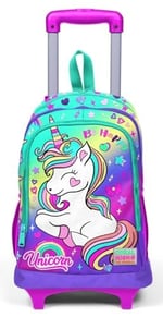 Coral High Işıklı Tekerlekli Unicorn Çekçek Okul ve Seyahat Çantası Kız Çocuk Yeşil Mor