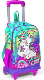 Coral High Işıklı Tekerlekli Unicorn Çekçek Okul ve Seyahat Çantası Kız Çocuk Yeşil Mor