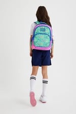 Coral High Kids Su Yeşili Açık Pembe Monogram Desenli Üç Bölmeli Okul Sırt Çantası 14410