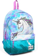Coral High Mavi Yeşil Unicorn Desenli Sırt Çantası - Okul ve Günlük - USB+AUX Soketli