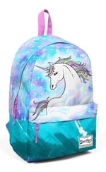 Coral High Mavi Yeşil Unicorn Desenli Sırt Çantası - Okul ve Günlük - USB+AUX Soketli