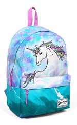 Coral High Mavi Yeşil Unicorn Desenli Sırt Çantası - Okul ve Günlük - USB+AUX Soketli