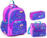Coral High Mor Kalp Desenli İlkokul Çanta Seti - Kız Çocuk - 3'lü Set - 30 x 39 x 15 cm