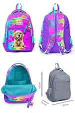 Coral High Mor Pembe Köpek Desenli Kız Çocuk İlkokul Çantası ve Günlük Sırt Çantası