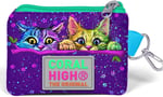 Coral High Mor Yeşil Kedi Desenli Bozuk Para Çantası - Kız Çocuk