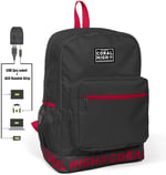 Coral High Nakış Logolu Usb Şarjlı Kulaklık Çıkışlı Koyu Gri Sırt Çantası 24105