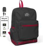 Coral High Nakış Logolu Usb Şarjlı Kulaklık Çıkışlı Koyu Gri Sırt Çantası 24105