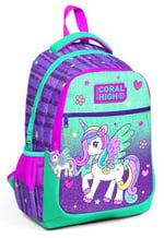 Coral High Okul Çantası Mor Su Yeşili Unicorn Desenli 3'lü Set, 234-jk
