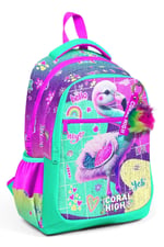 Coral High Pembe Su Yeşili Flamingo Desenli Kız Çocuk İlkokul Çantası ve Günlük Sırt Çantası