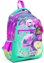 Coral High Pembe Su Yeşili Flamingo Desenli Kız Çocuk İlkokul Çantası ve Günlük Sırt Çantası