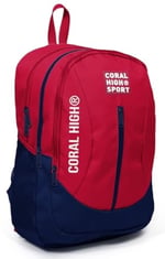 Coral High Sport Kırmızı Lacivert Okul ve Günlük Sırt Çantası - Dört Gözlü - USB ve AUX Soketli