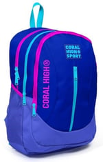 Coral High Sport Lacivert Pembe Okul ve Günlük Sırt Çantası - Dört Gözlü - USB ve AUX Soketli