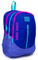 Coral High Sport Lacivert Pembe Okul ve Günlük Sırt Çantası - Dört Gözlü - USB ve AUX Soketli